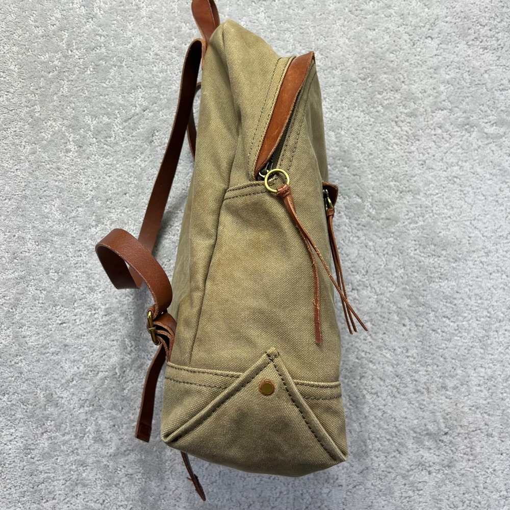 Madewell Charleston Backpack Khaki Green Canvas Leather Trim Rucksack Bag - Picture 7 of 16